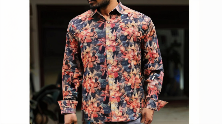 299 Rs Only Flower Style Casual Men Shirt Long Sleeve Thesparkshop.in