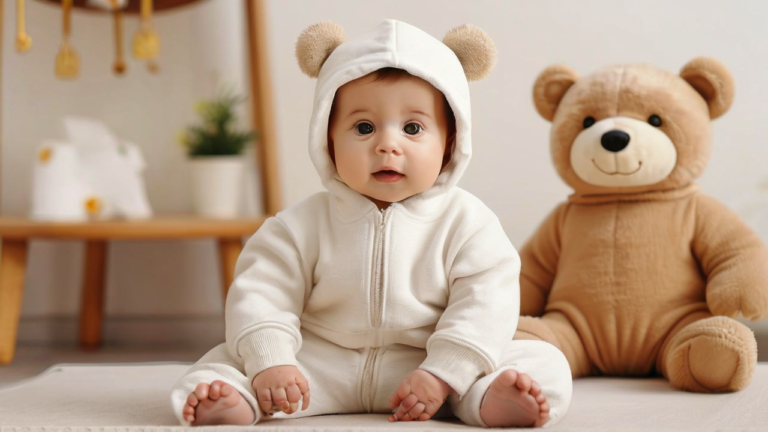 Rs 149 Bear Design Long-Sleeve Baby Jumpsuit Thespark Shop